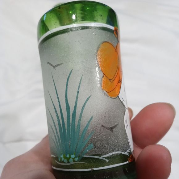 Set of 4 Hand blown Mexican hand painted shot Glasses - Picture 8 of 13